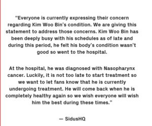cancer Kim Woo Bin
